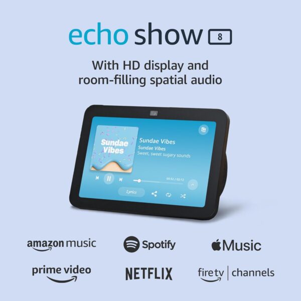PANTALLA AMAZON ECHO SHOW 8 GEN. 3 NEGRO TACTIL 8 ALEXA WIFI BT ZIGBEE FIRE OS - Imagen 2